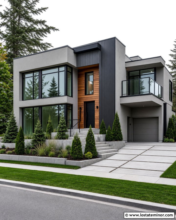 Dove Grey Modern House With Black Window Frames - 30 Dove Grey House Design With Window Frames Ideas