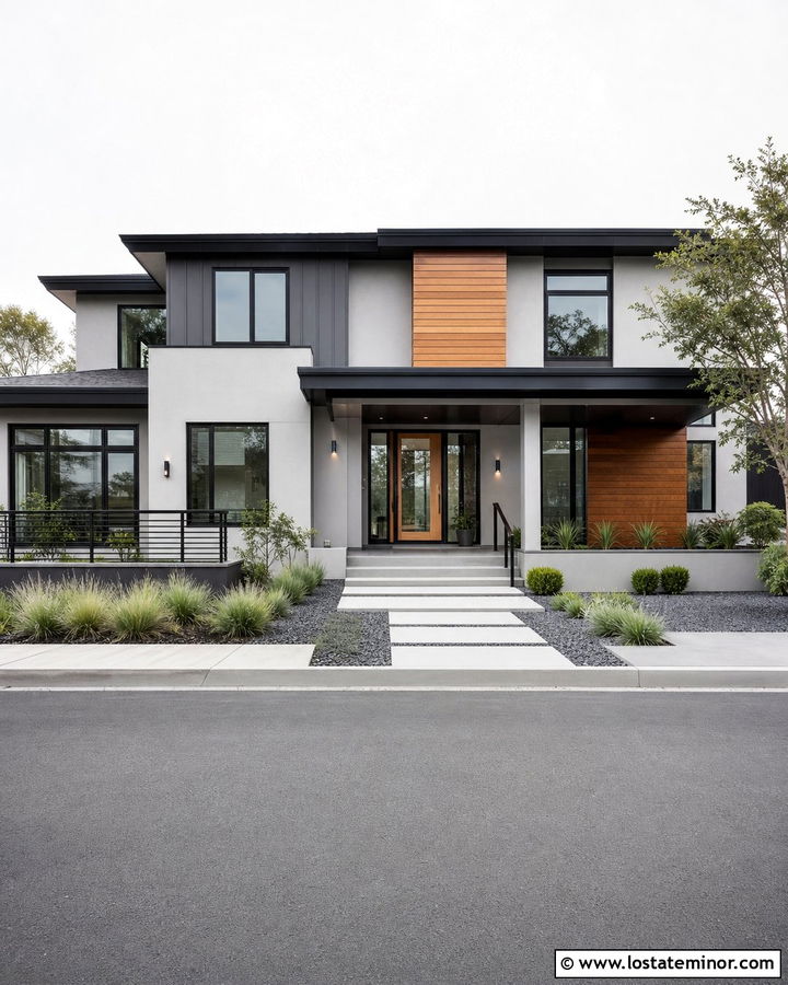 Dove Grey Modern House With Glass Storm Door - 30 Dove Grey House Design With Storm Door Ideas