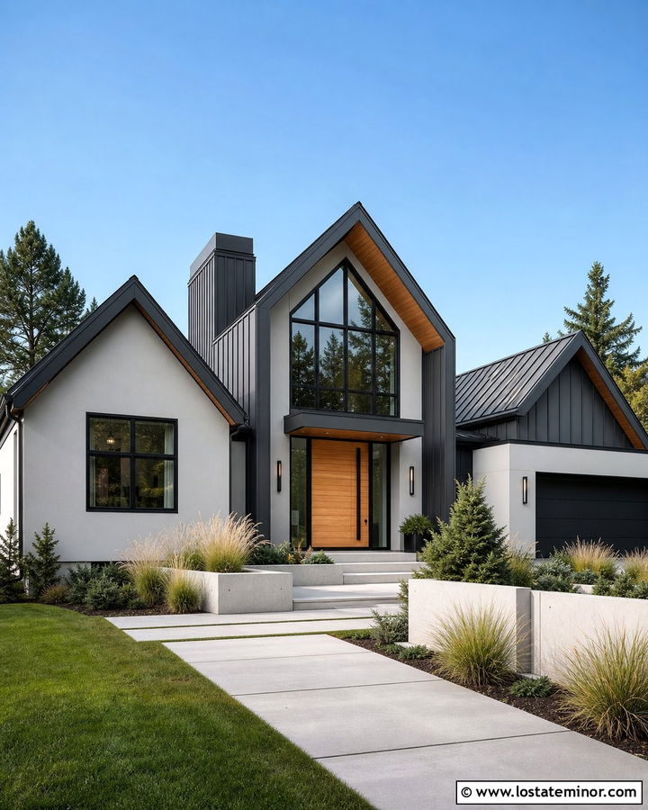 Dove Grey Modern House With Metal Gables - 30 Dove Grey House Design With Gables Ideas