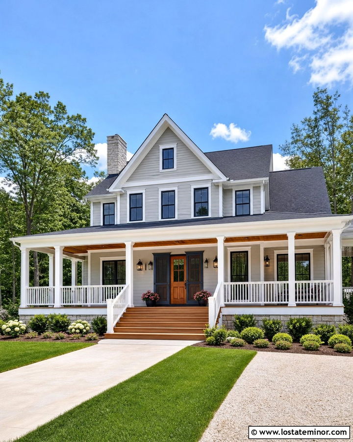 Dove Grey Porch With Full Length Screen Door - 30 Dove Grey House Design With Screen Door Ideas