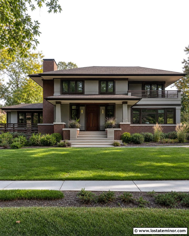 Dove Grey Prairie House With Espresso Window Frames - 30 Dove Grey House Design With Window Frames Ideas