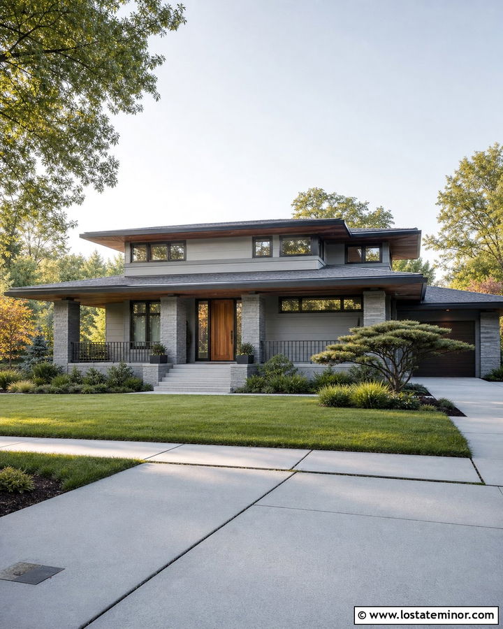 Dove Grey Prairie House With Low Porch - 30 Dove Grey House Design With Front Porch Ideas