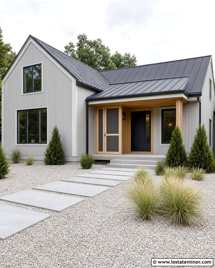 Dove Grey Scandinavian House With Wood Screen Door - 30 Dove Grey House Design With Screen Door Ideas