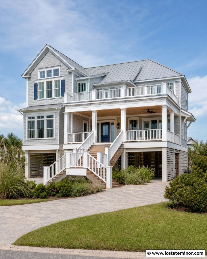 Dove Grey Siding On A Coastal House - 30 Dove Grey House Design With Siding Ideas