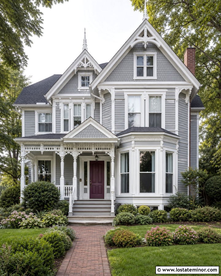 Dove Grey Siding On A Victorian House - 30 Dove Grey House Design With Siding Ideas