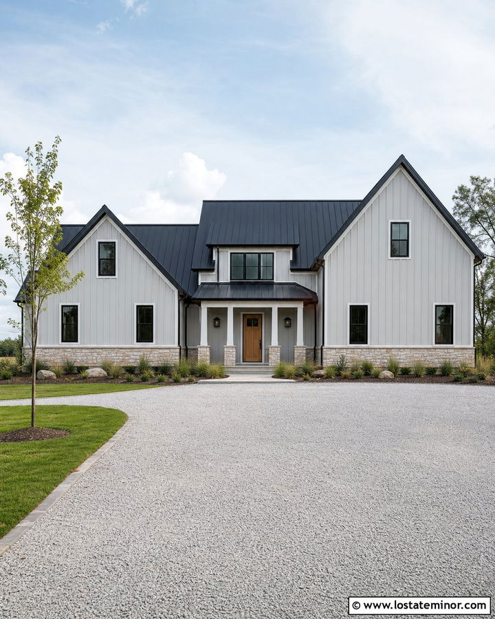 Dove Grey Siding With A Black Metal Roof - 30 Dove Grey House Design With Siding Ideas
