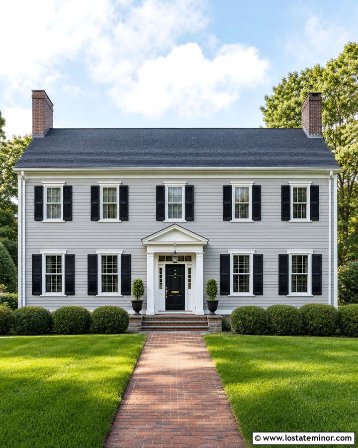 Dove Grey Siding With Black Shutters - 30 Dove Grey House Design With Siding Ideas