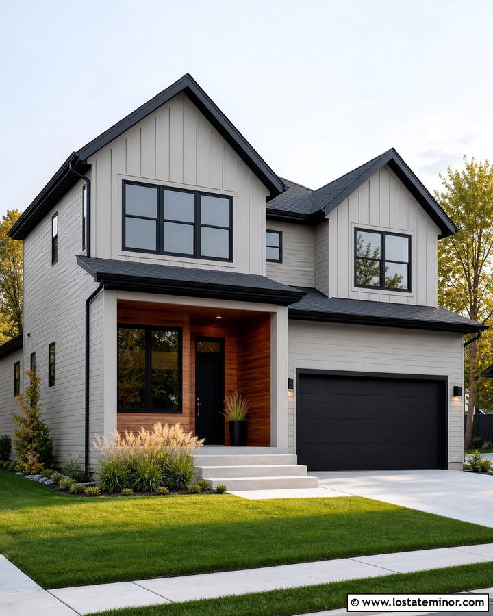 Dove Grey Siding With Black Trim - 30 Dove Grey House Design With Siding Ideas
