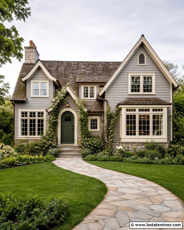 Dove Grey Siding With Cream Trim - 30 Dove Grey House Design With Siding Ideas