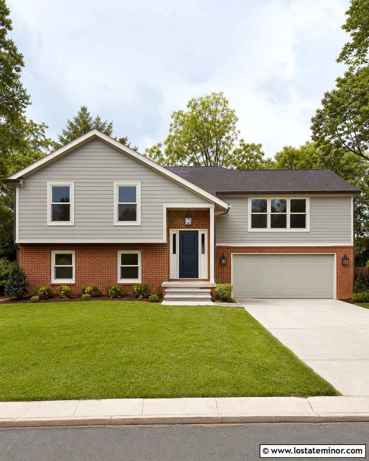 Dove Grey Siding With Red Brick - 30 Dove Grey House Design With Siding Ideas