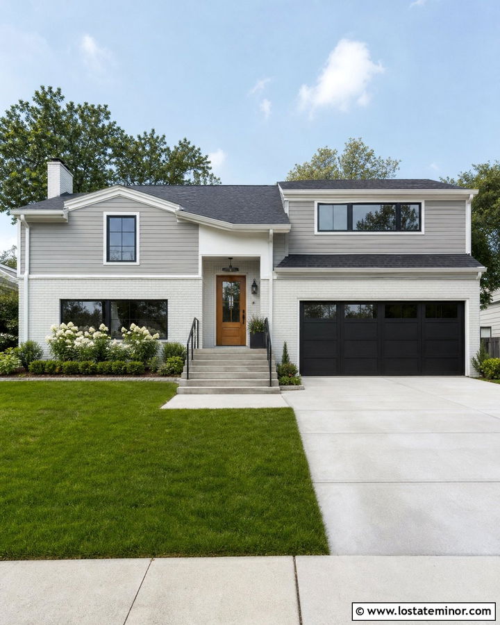 Dove Grey Siding With White Brick - 30 Dove Grey House Design With Siding Ideas