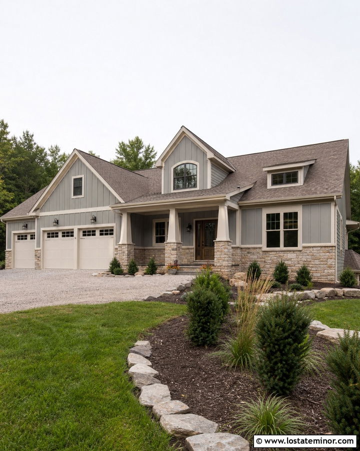 Dove Grey Stone House With Olive Screen Door - 30 Dove Grey House Design With Screen Door Ideas