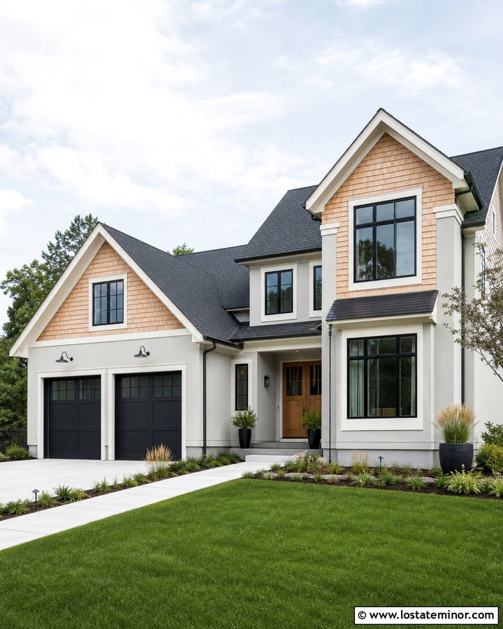 Dove Grey Stucco With Cedar Shake - 30 Dove Grey House Design With Cedar Shake Ideas