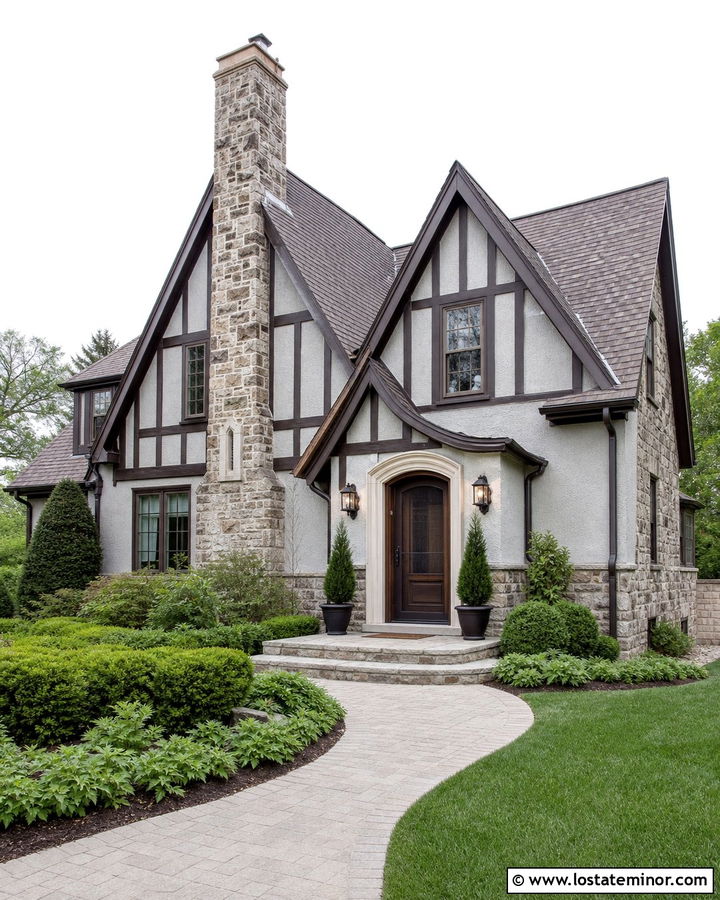 Dove Grey Tudor With Dark Bronze Screen Door - 30 Dove Grey House Design With Screen Door Ideas