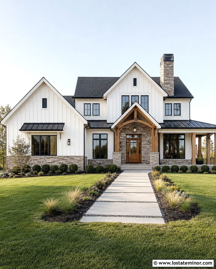 Dry Stack Stone Modern Farmhouse - 30 Stone House Design With Accents Ideas