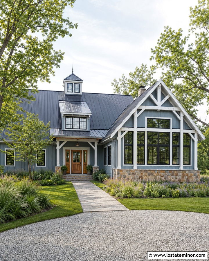 Dusty Blue Barn House With Cupola Sunroom - 30 Dusty Blue House Design With Sunroom Ideas