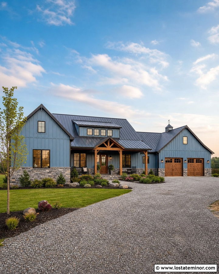 Dusty Blue Board And Batten Barndominium - 30 Dusty Blue House Design With Board and Batten Ideas
