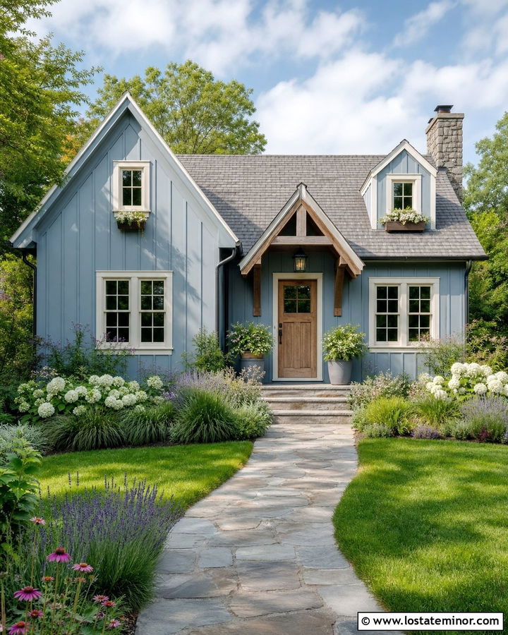 Dusty Blue Board And Batten Cottage House - 30 Dusty Blue House Design With Board and Batten Ideas