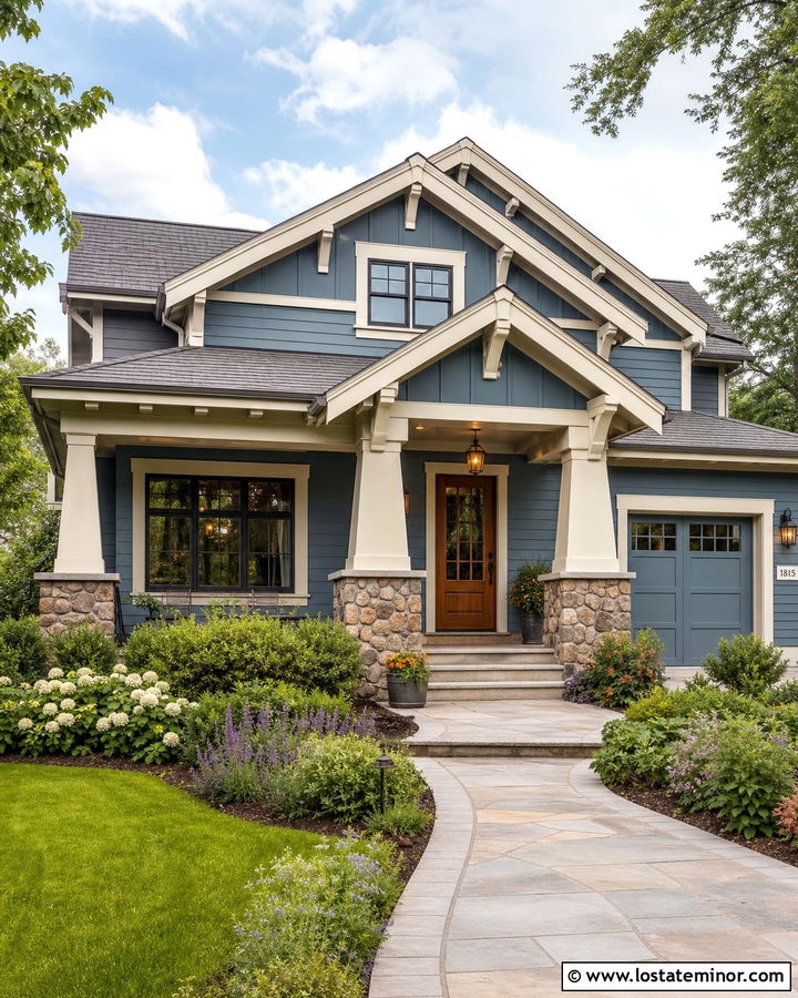 Dusty Blue Board And Batten Craftsman House - 30 Dusty Blue House Design With Board and Batten Ideas