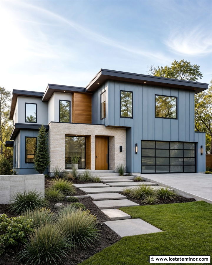 Dusty Blue Board And Batten Modern House - 30 Dusty Blue House Design With Board and Batten Ideas