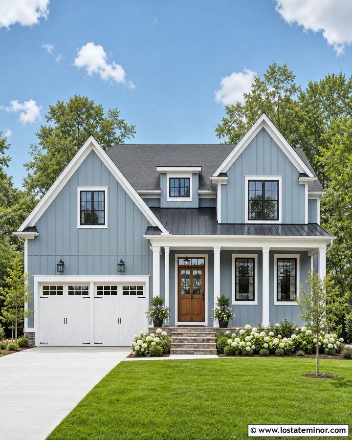 Dusty Blue Board And Batten Siding - 30 Dusty Blue House Design With Siding Ideas