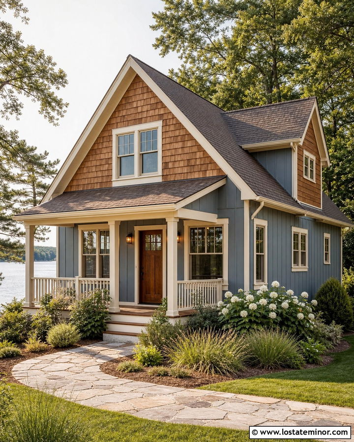 Dusty Blue Board And Batten With Cedar Shakes - 30 Dusty Blue House Design With Board and Batten Ideas