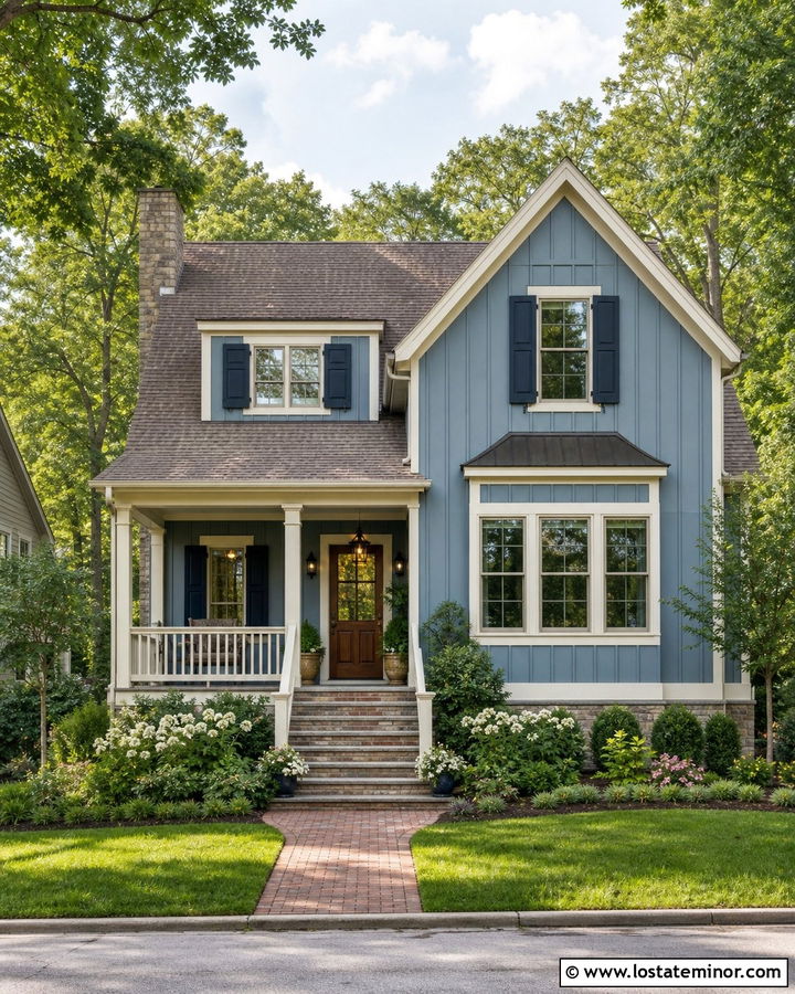 Dusty Blue Board And Batten With Cream Trim - 30 Dusty Blue House Design With Board and Batten Ideas