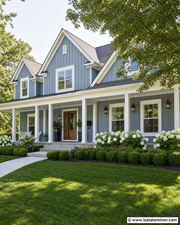 Dusty Blue Board And Batten With White Trim - 30 Dusty Blue House Design With Board and Batten Ideas