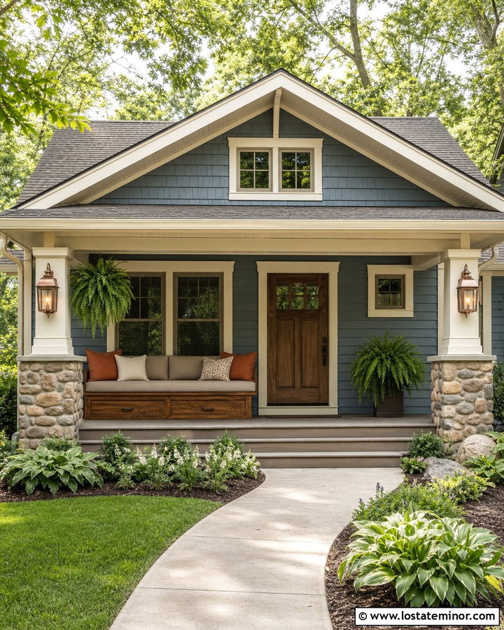 Dusty Blue Bungalow With Built In Daybed - 30 Dusty Blue House Design With Daybed Ideas