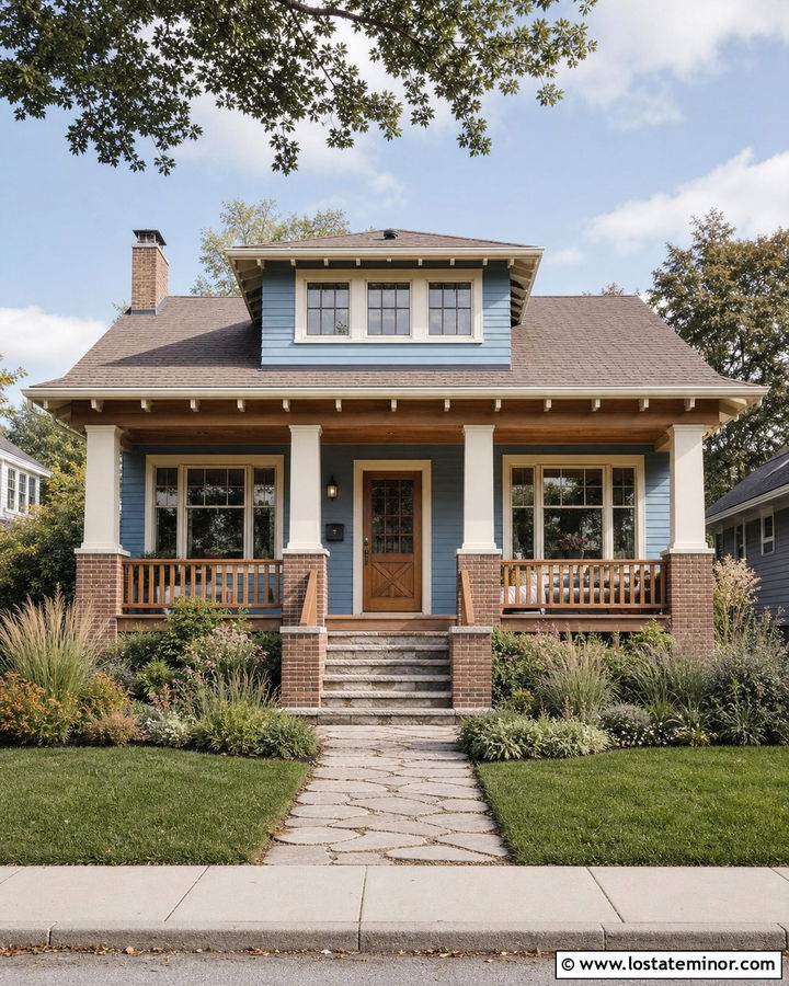 Dusty Blue Bungalow With Cedar Screen Door - 30 Dusty Blue House Design With Screen Door Ideas