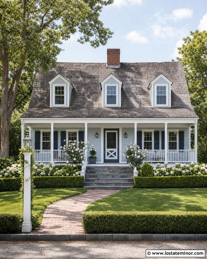 Dusty Blue Cape Cod With Crossbuck Screen Door - 30 Dusty Blue House Design With Screen Door Ideas