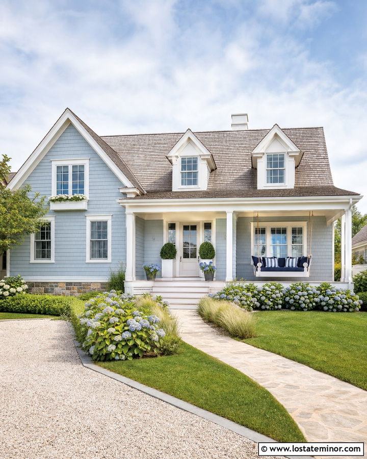Dusty Blue Cape Cod With Rope Daybed - 30 Dusty Blue House Design With Daybed Ideas