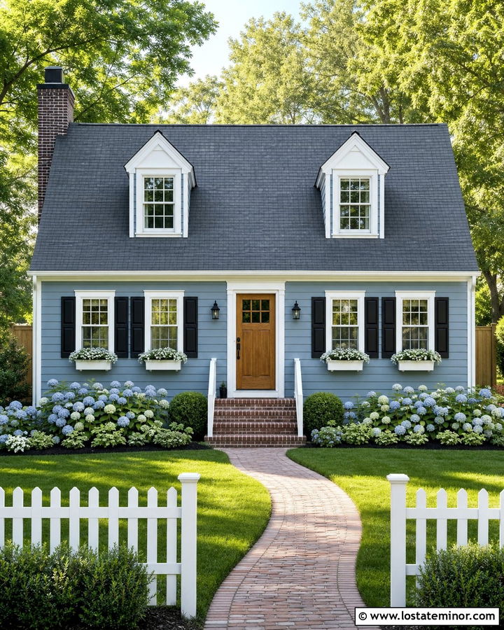 Dusty Blue Cape Cod With White Dormers - 30 Dusty Blue House Design With Dormers Ideas