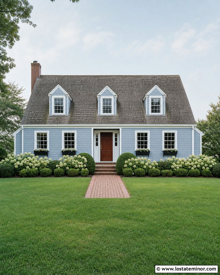 Dusty Blue Cedar Shake Cape Cod House - 30 Dusty Blue House Design With Cedar Shake Ideas
