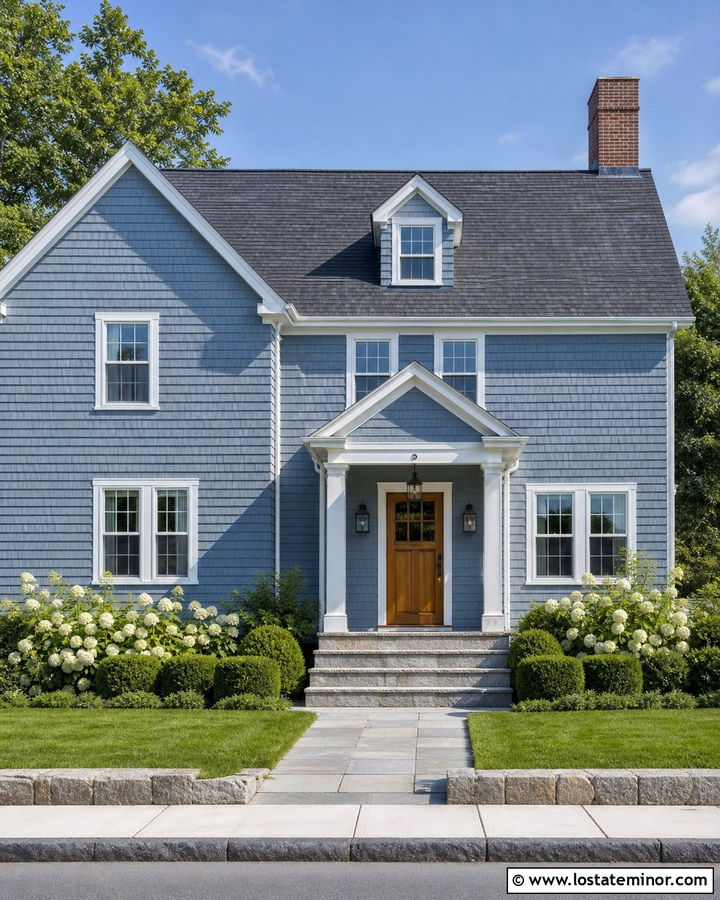Dusty Blue Cedar Shingle House - 30 Dusty Blue House Design With Shingles Ideas