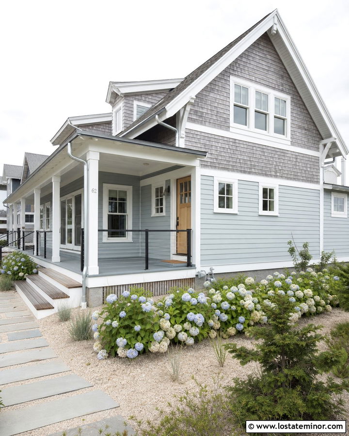 Dusty Blue Coastal House With Weathered Cedar Shake - 30 Dusty Blue House Design With Cedar Shake Ideas