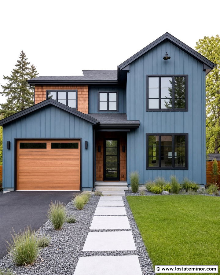 Dusty Blue Contemporary House With Cedar Shake - 30 Dusty Blue House Design With Cedar Shake Ideas