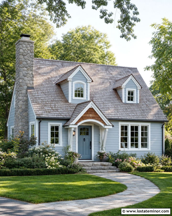 Dusty Blue Cottage With Cedar Shake Roof - 30 Dusty Blue House Design With Cedar Shake Ideas