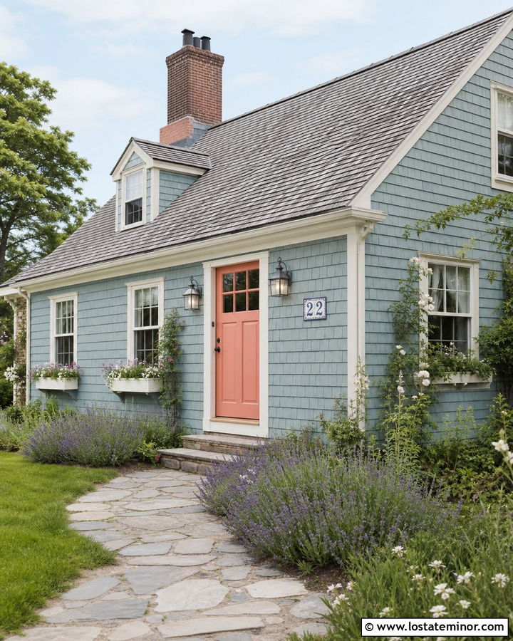 Dusty Blue Cottage With Ceramic House Numbers - 30 Dusty Blue House Design With House Numbers Ideas
