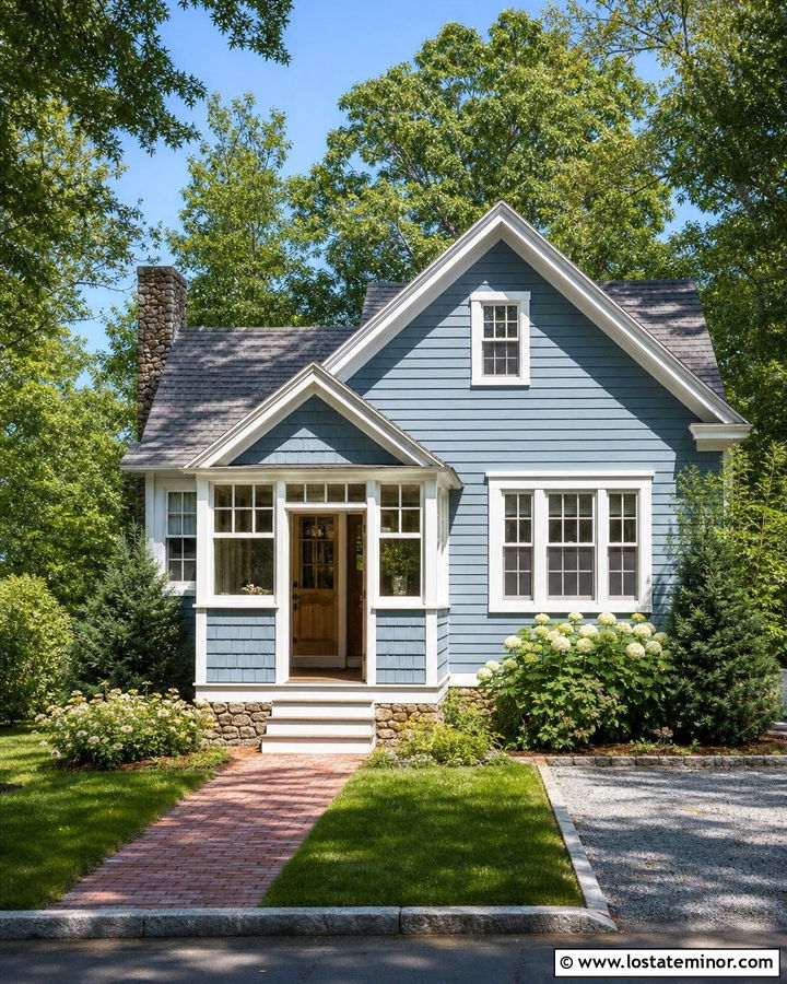 Dusty Blue Cottage With Front Entry Sunroom - 30 Dusty Blue House Design With Sunroom Ideas