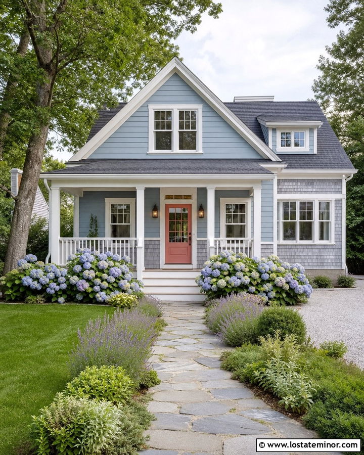 Dusty Blue Cottage With Gray Shingle Wainscoting - 30 Dusty Blue House Design With Wainscoting Ideas