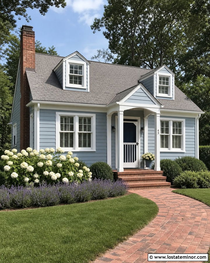 Dusty Blue Cottage With White Screen Door - 30 Dusty Blue House Design With Screen Door Ideas