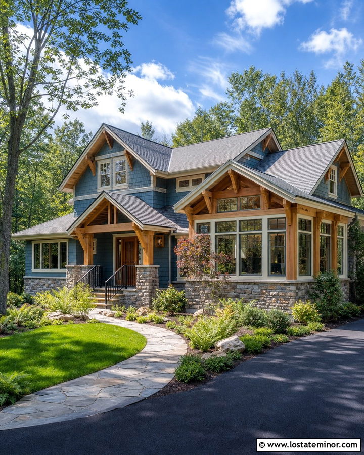 Dusty Blue Craftsman With Cedar Sunroom - 30 Dusty Blue House Design With Sunroom Ideas