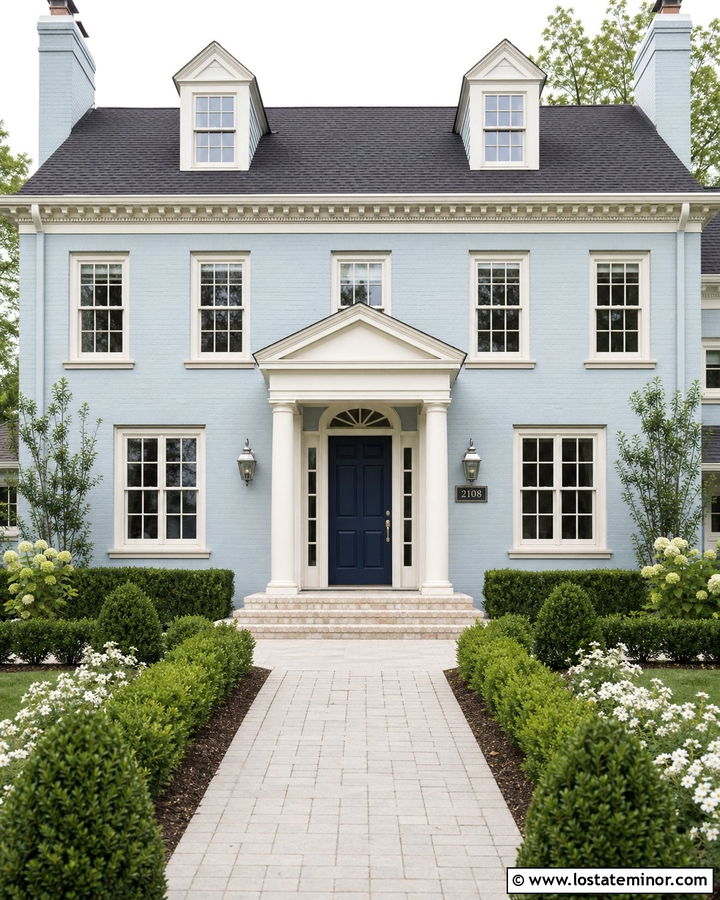 Dusty Blue House With A Slate Number Plaque - 30 Dusty Blue House Design With House Numbers Ideas