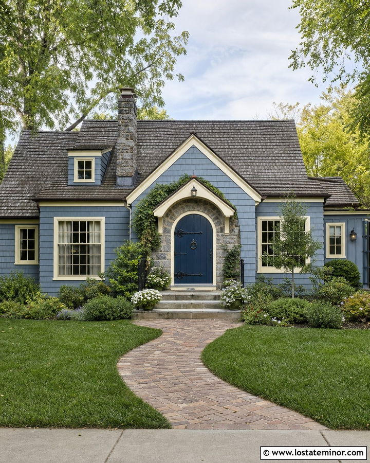 Dusty Blue House With Arched Dutch Door - 30 Dusty Blue House Design With Dutch Door Ideas