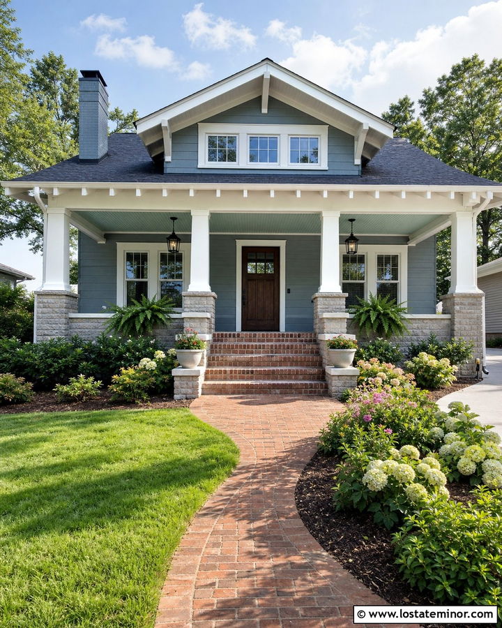 Dusty Blue House With Beadboard Porch Ceiling - 30 Dusty Blue House Design With Porch Ceiling Ideas