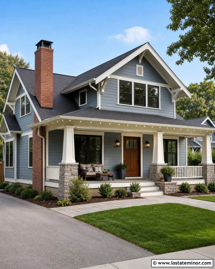 Dusty Blue House With Black Chimney Cap - 30 Dusty Blue House Design With Chimney Ideas