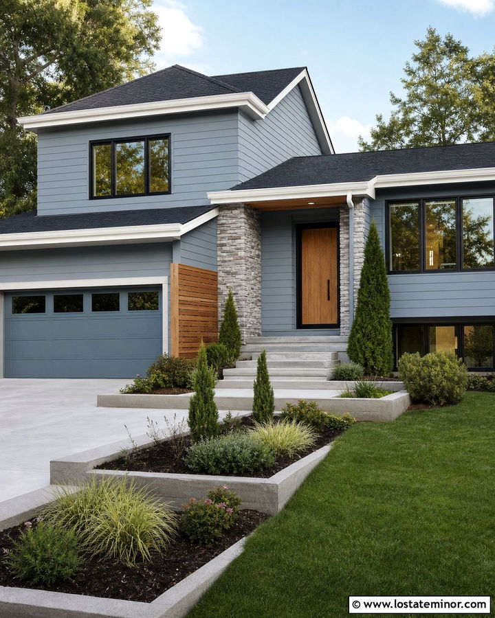 Dusty Blue House With Black Shingle Roof - 30 Dusty Blue House Design With Roof Ideas