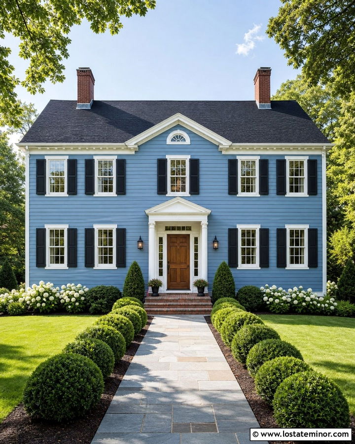 Dusty Blue House With Black Shingles And Shutters - 30 Dusty Blue House Design With Shingles Ideas