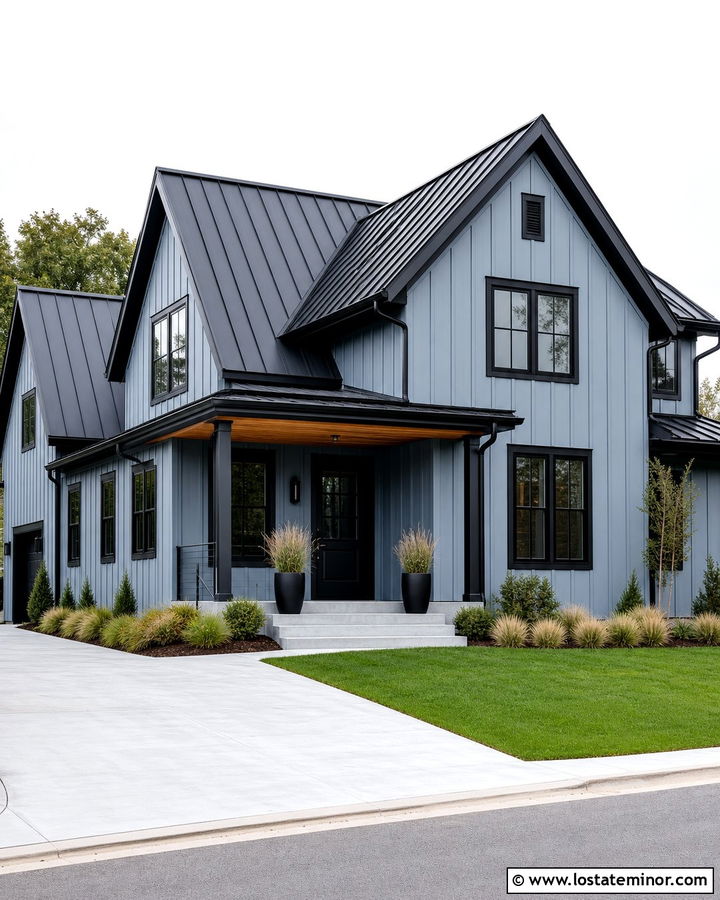 Dusty Blue House With Black Trim - 30 Dusty Blue House Design With Trim Ideas